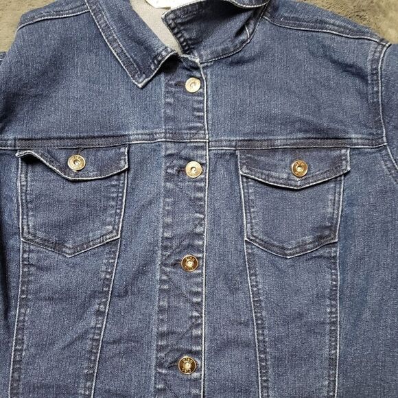Cleo - Dark wash jean jacket denim jacket Sz XL Stretch - Picture 8 of 10